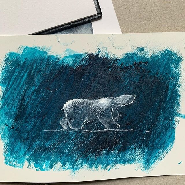 &ldquo;The Bear went for a long walk and a bit of a daydream..&rdquo; Small painting from yesterday.. #daydream 
#smallpainting #illustrationoftheday #bear #spiritbear #polarbear #bearart #polarbearlove #polarbearsofinstagram #bearillustration #polar
