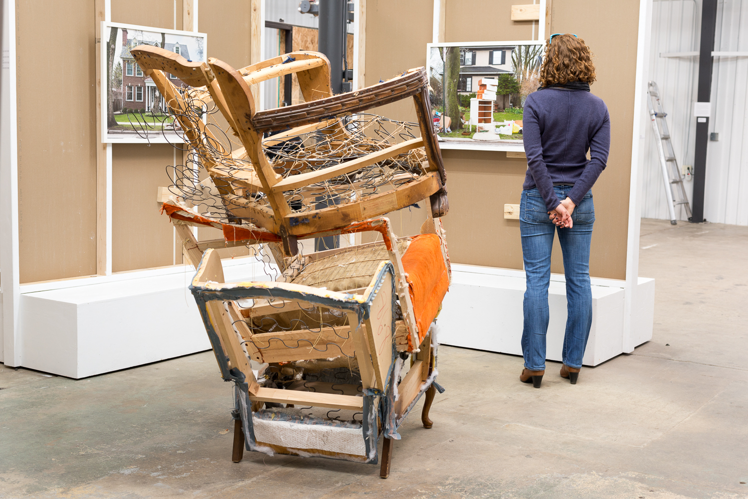  Chair Cairn, 2016. &nbsp;Site specific sculpture. Size: variable 