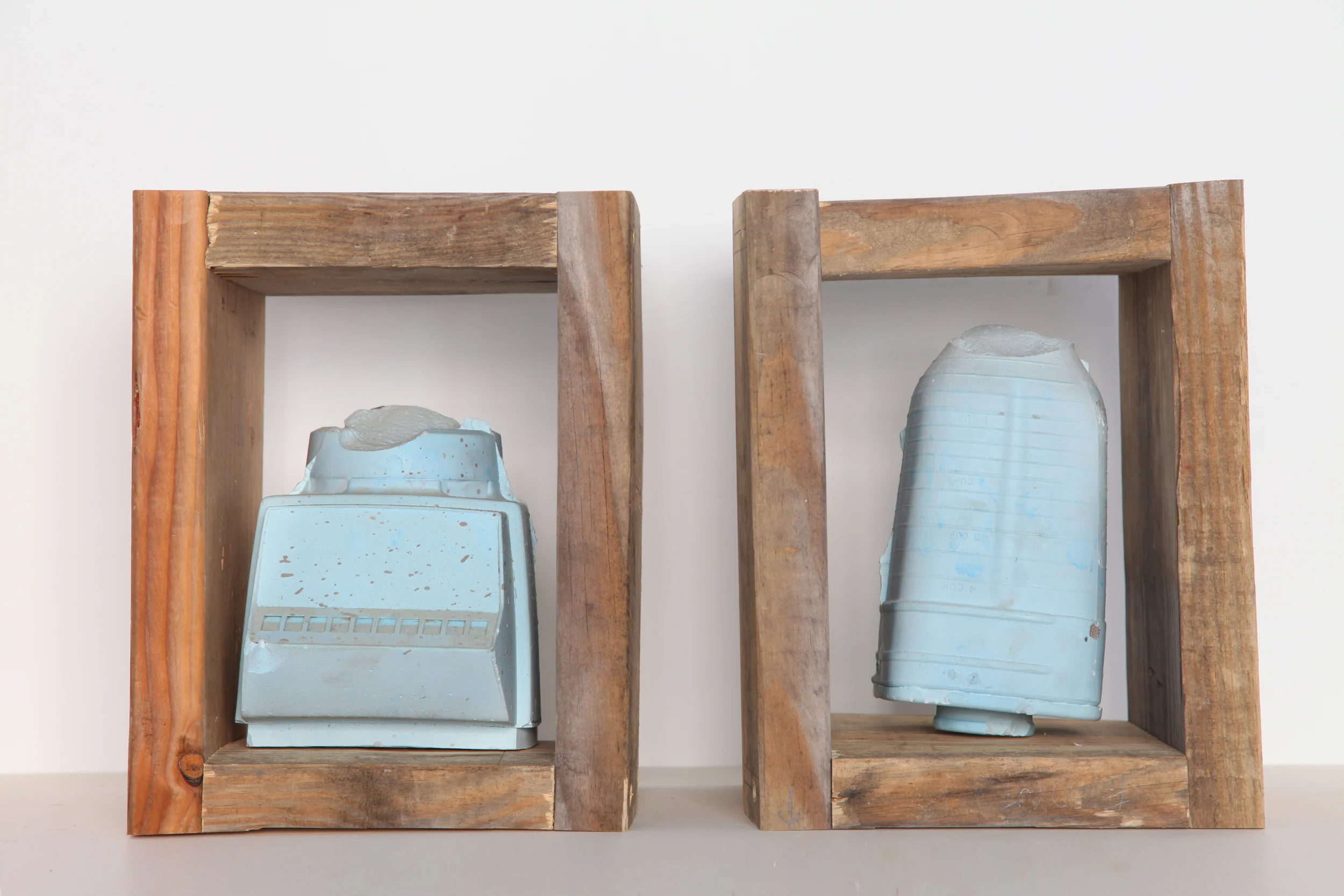 Blender Diptych, 2013 wood, plaster, pigment 18 x 9 x 13 in