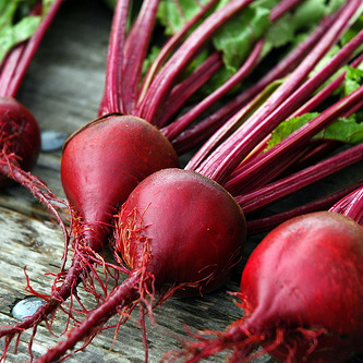 Red Beets - You can eat the tops like spinach, but the root of this vegetable is more popular. Don't fear the beet! Although, cooking beets may seem daunting, it's really quite simple. Roast beets in the oven, add some water to the pan and cover in foil, cook for 45min-1hr or until the beet is fork tender. Let them cool slightly and then rub the skin off with a paper or cloth towel. Slice and eat warm or let them cool and add to salads. Beets can also be eaten raw or pickled! 