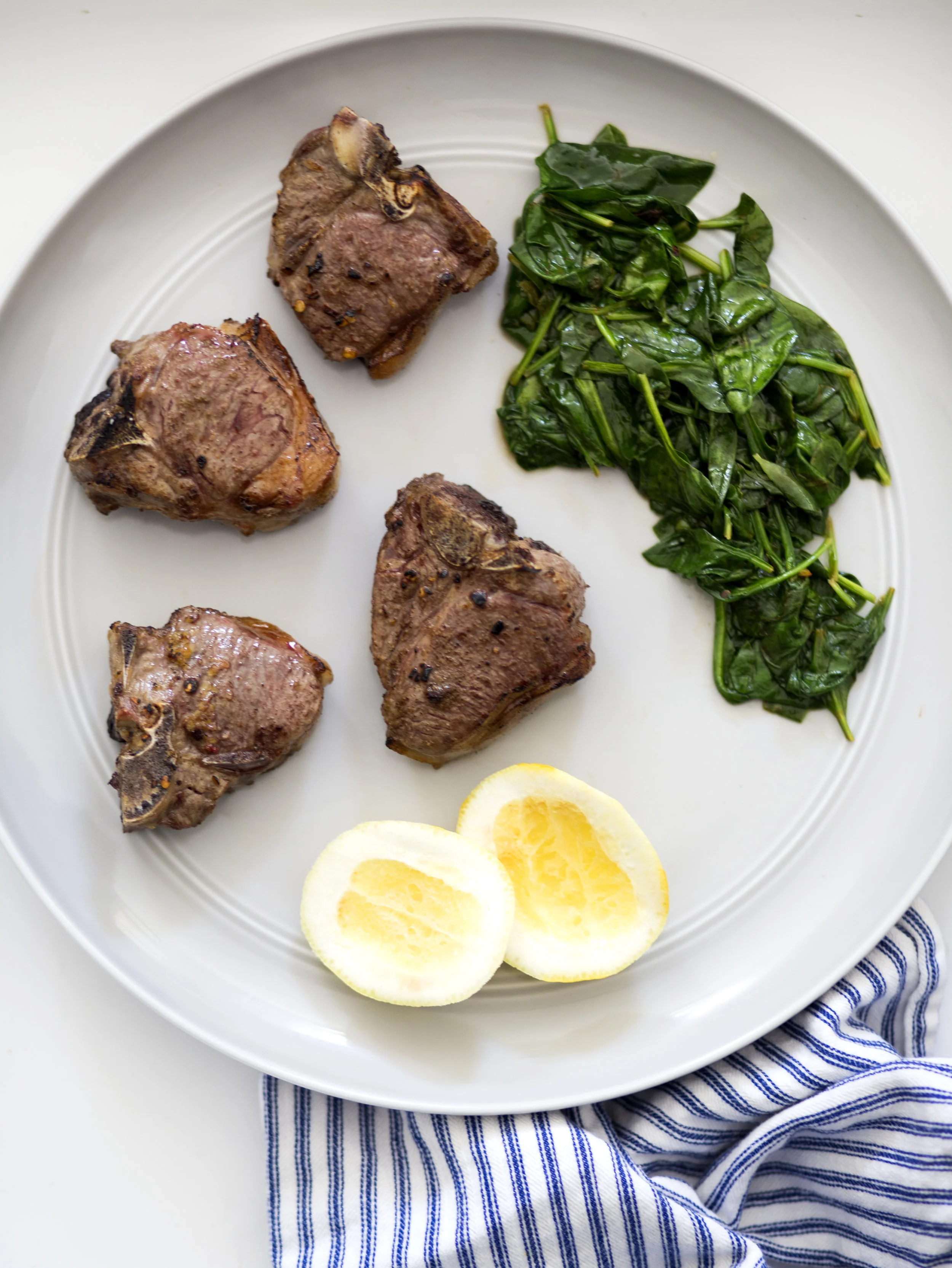 One Pan Broiler Lamb Chops & Sautéed Spinach — Ashton Keefe