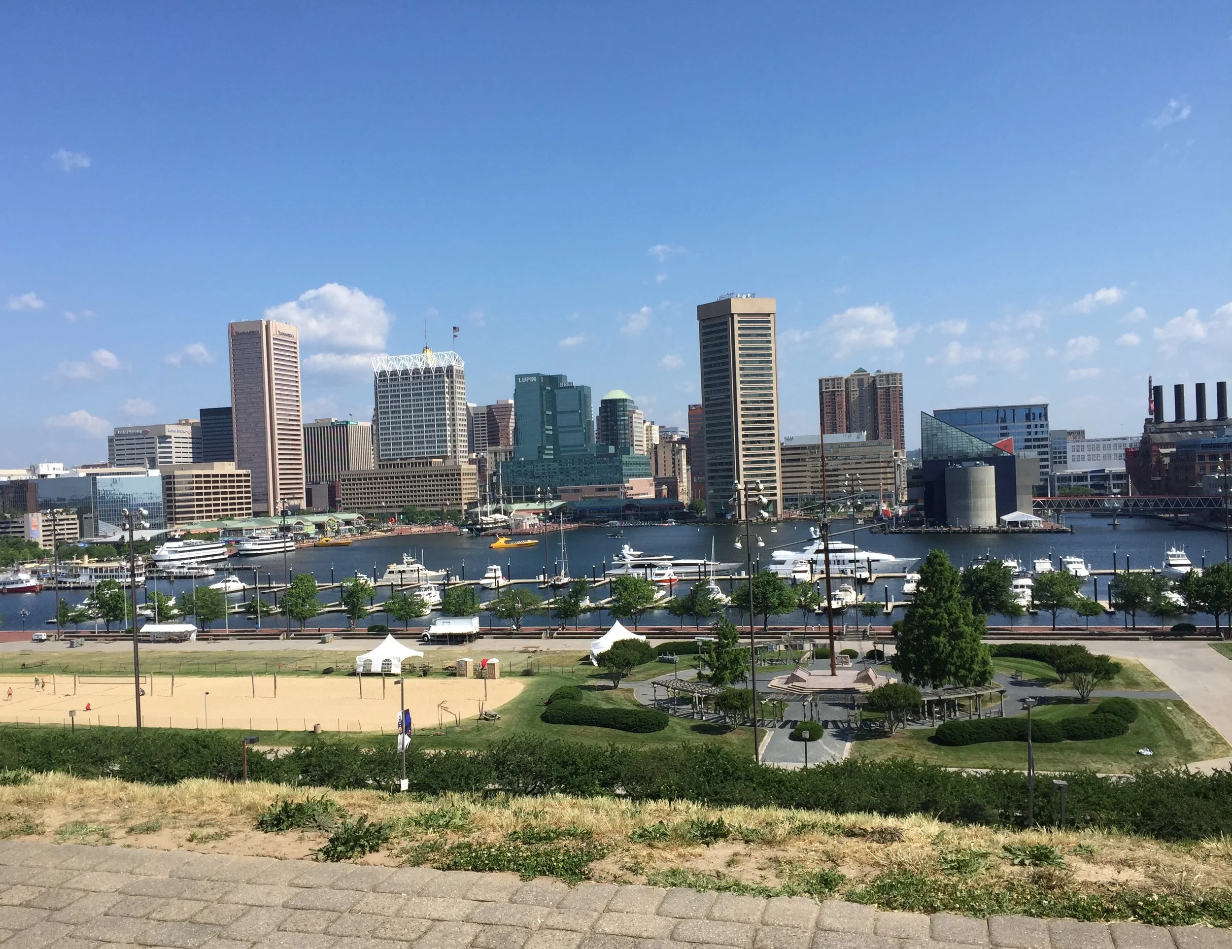 The view overlooking one of the city's first "gentrification"- the inner harbor area. 