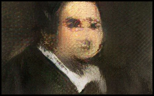 Portrait of Edmond Belamy , 2018, created by GAN (Generative Adversarial Network), which will be offered at Christie’s in October. Image © Obvious.