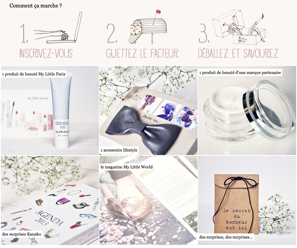 My little Box explained in on the website. Subscriber's pay 16,90 euros monthly to receive beauty presents from advertisers