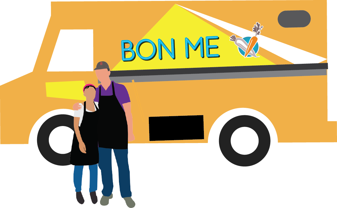 Founders Alison Fong and Patrick Lynch started Bon Me in 2011, transforming a used DHL delivery truck bought from a guy named "Big Jim" to make the first of 8 colorful food trucks.