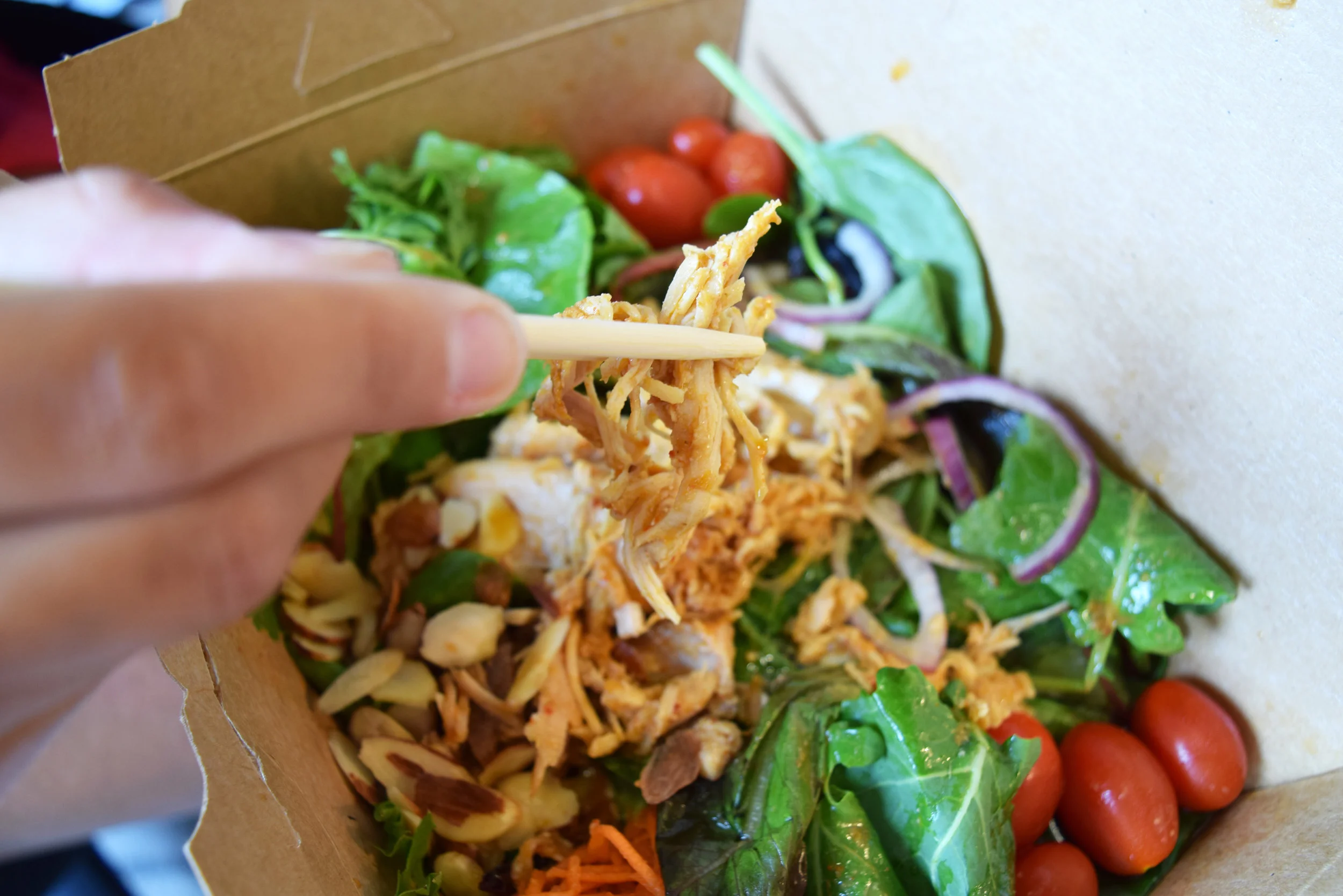 Bon Me Salad topped with Red Curry Chicken