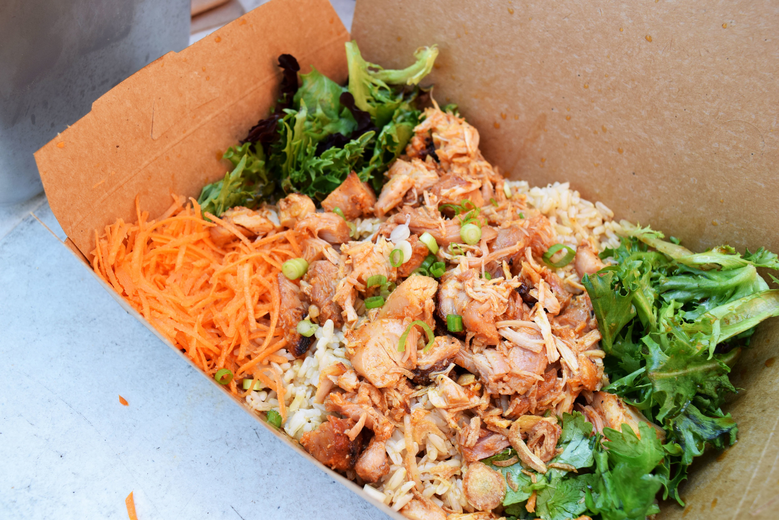 KTown Chicken on White Rice Bowl at Bon Me