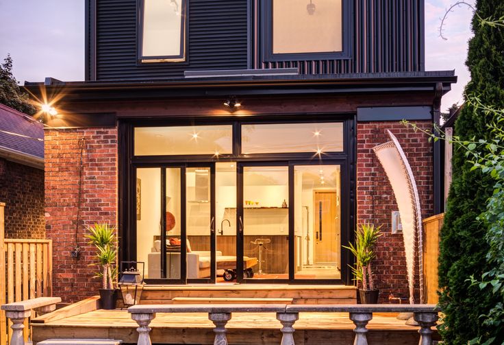 Exterior example of their sliding doors baked black