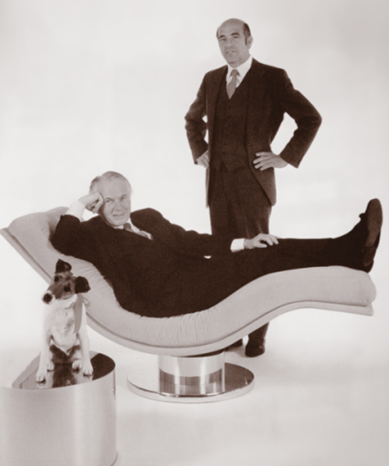 Milo Baughman on the lounger and Thayer Coggin standing(plus very cute dog : )
