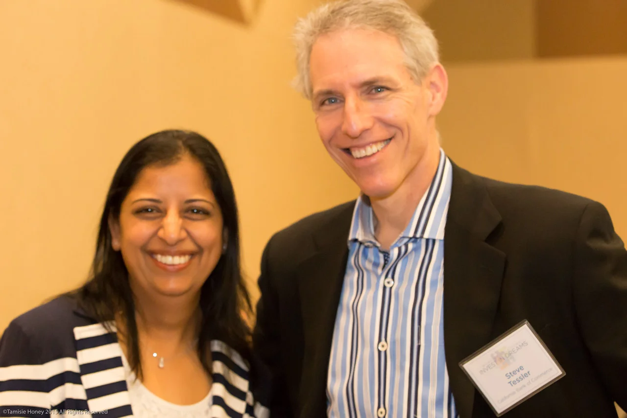 Raji Sridhara, 2014 Invest in Dreams Honoree, and Steve Tessler of California Bank of Commerce