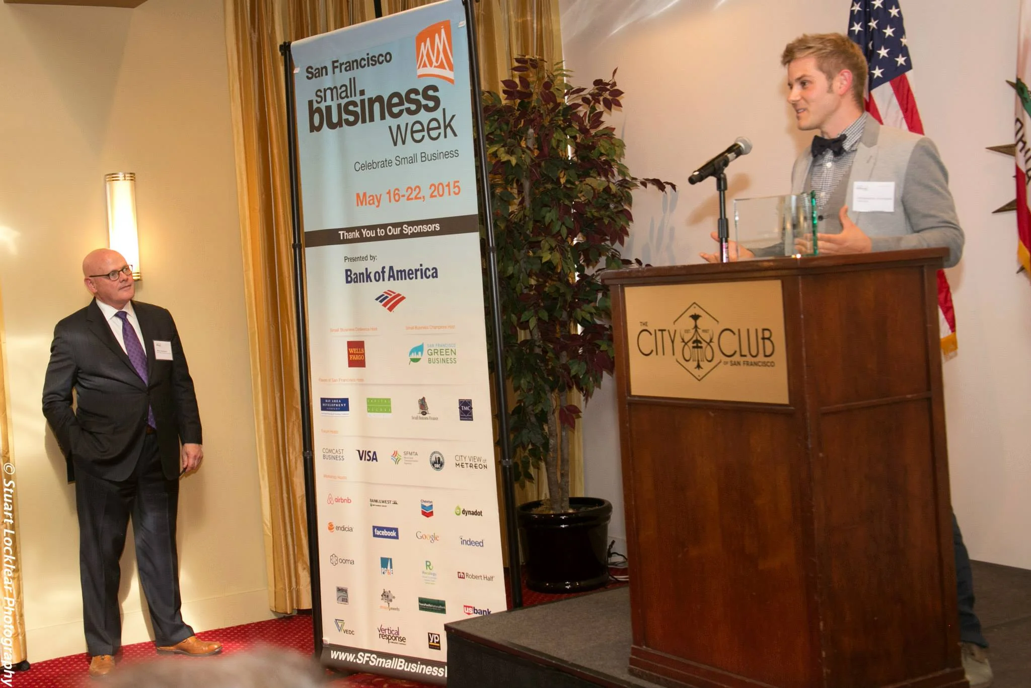 Working Solutions Client Christopher Coccagna of T-We Tea receives an award at San Francisco Small Business Week 2015