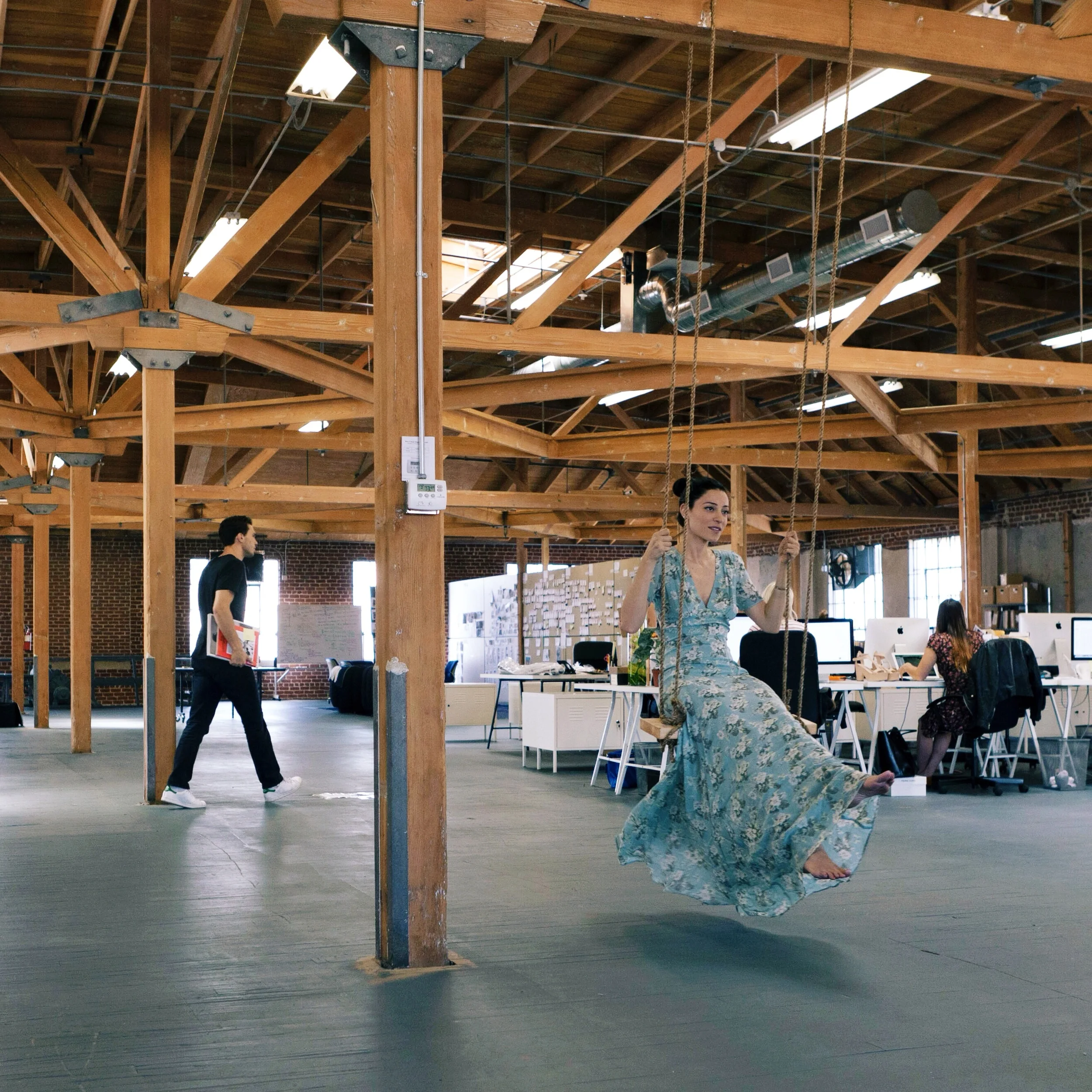 #Refbabe on a #Refswing. My beautiful friend & Ref founder, Yael Aflalo, swinging at Reformation headquarters.