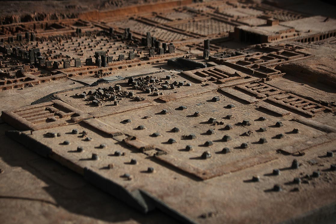 Model of the ancient archaeological site of Persepolis . It was the ceremonial capital of the Achaemenid Empire (550-330 BC) | The ruins of this capital are situated 70km northeast of Shiraz | IRAN