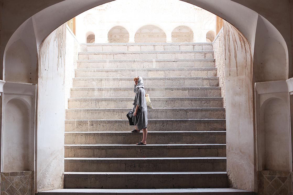 Charline inside the historic Tabātabāei House of Kashan. It was built in early 1880's for the affluent Tabatabaei merchants family | IRAN