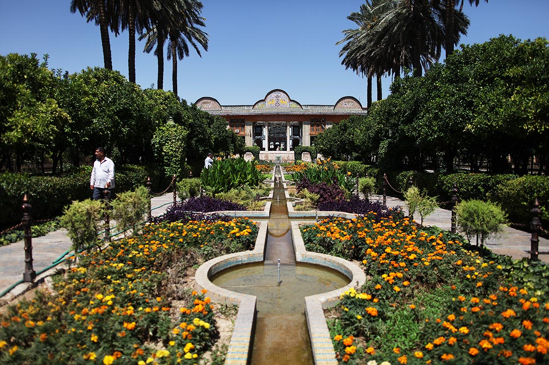 Naranjestan is a huge courtyard planted with rows of palm and oranges trees. Built in Shiraz for the powerful Mohammas Ali Khan Qavam al-Molk in 1886 | IRAN