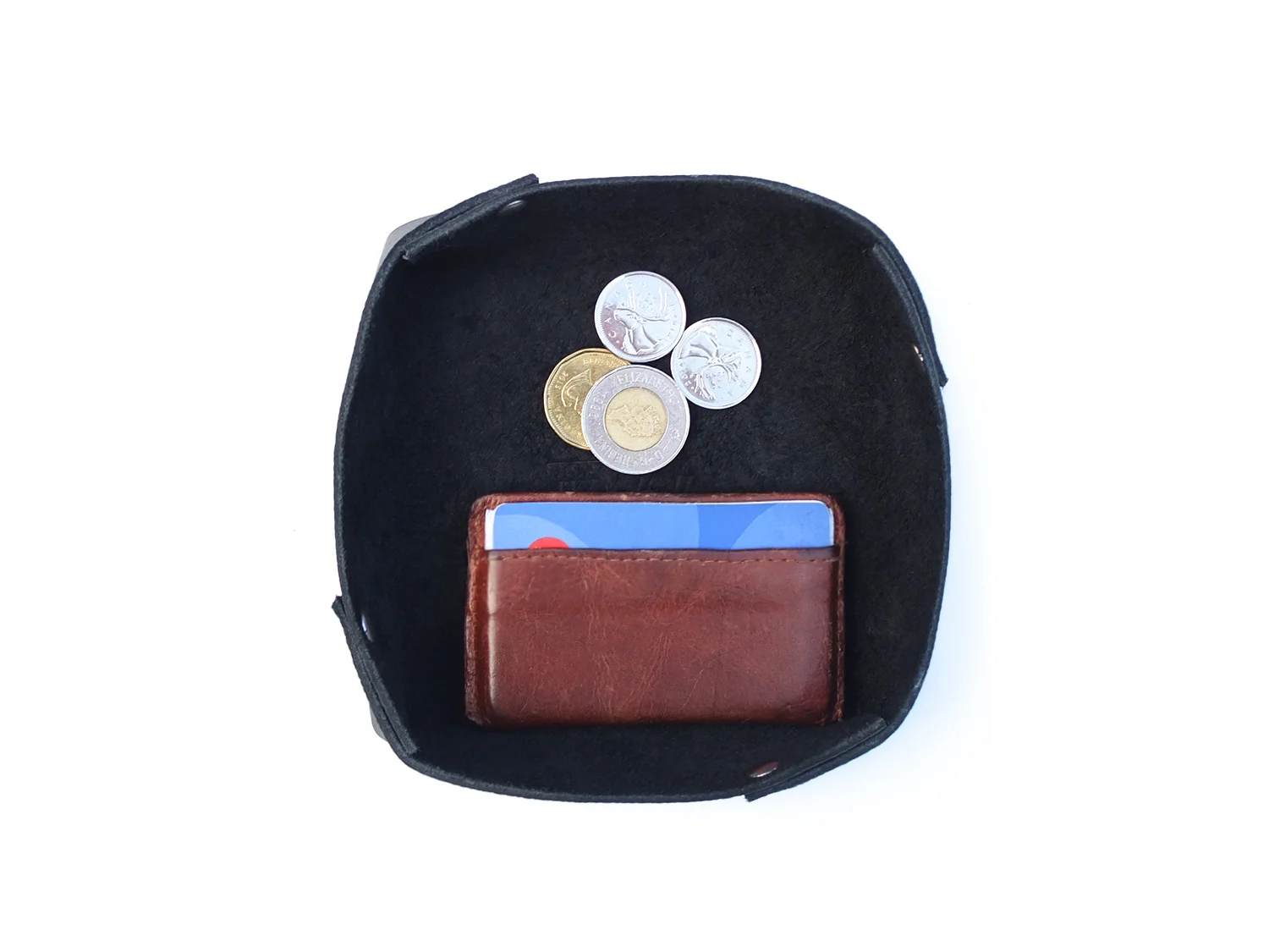 vide poche en cuir noir