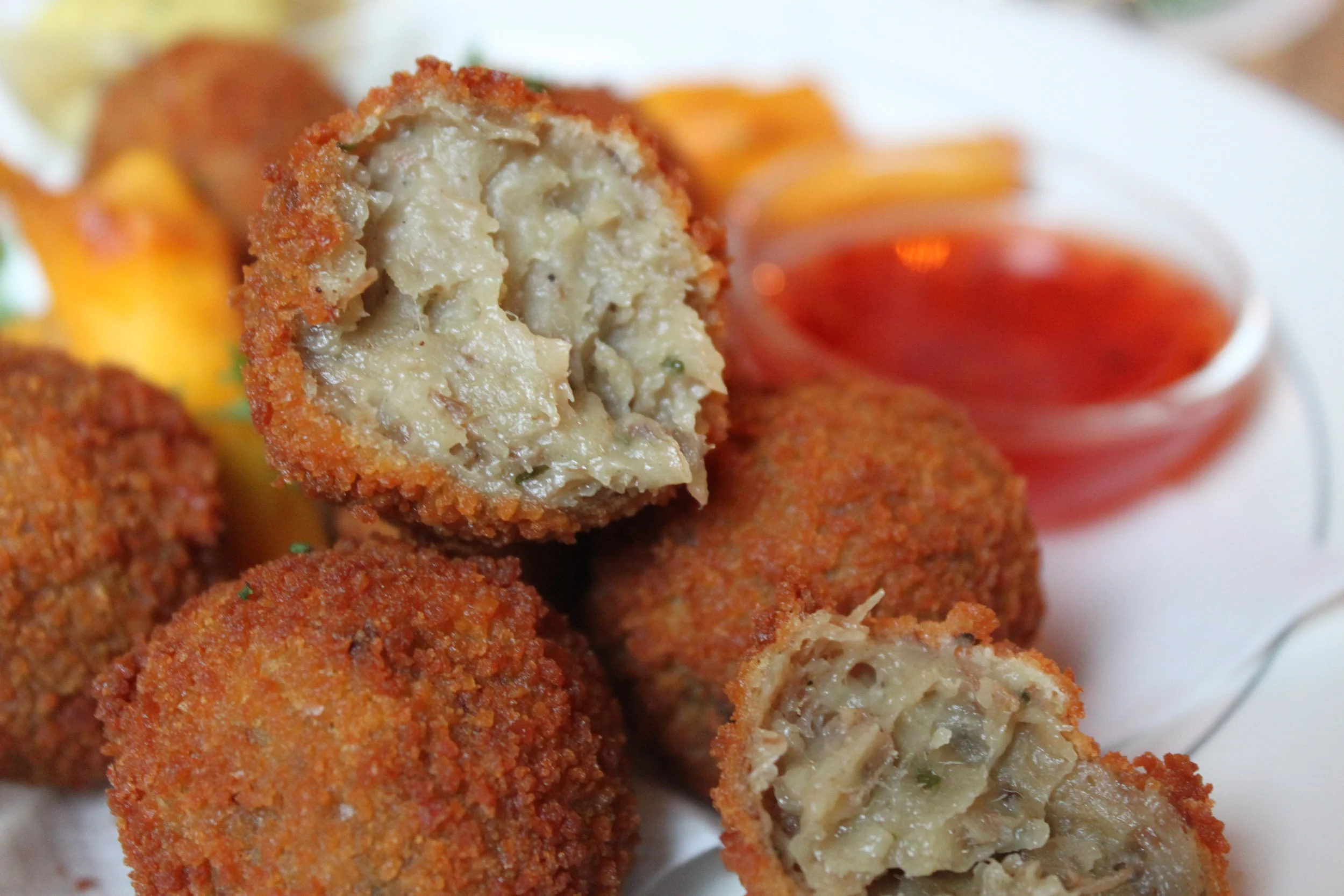 This is a bitterballen. This is the questionable meat I speak of. Yuck. I need to hurry up and write this so I can stop looking at it. 