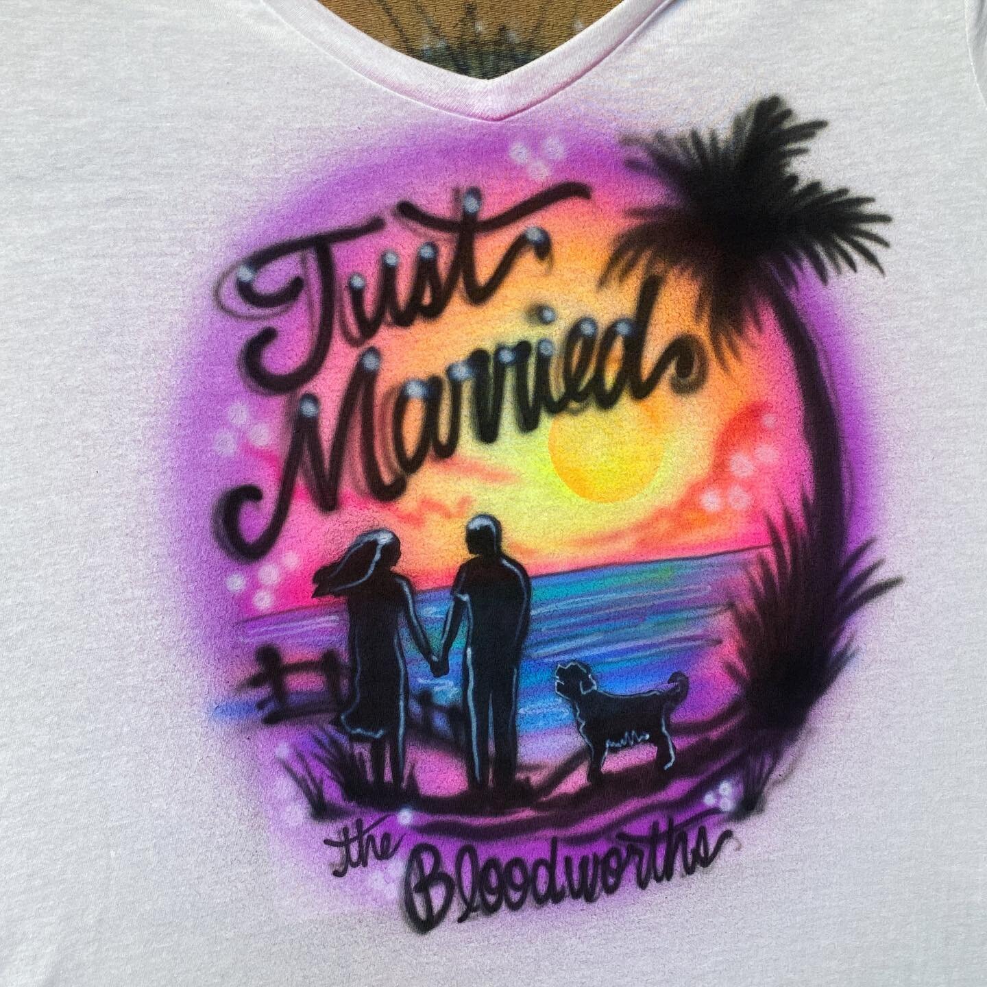 I also make custom airbrushed T-shirt&rsquo;s ! 😍 #justmarried #airbrushedtshirt