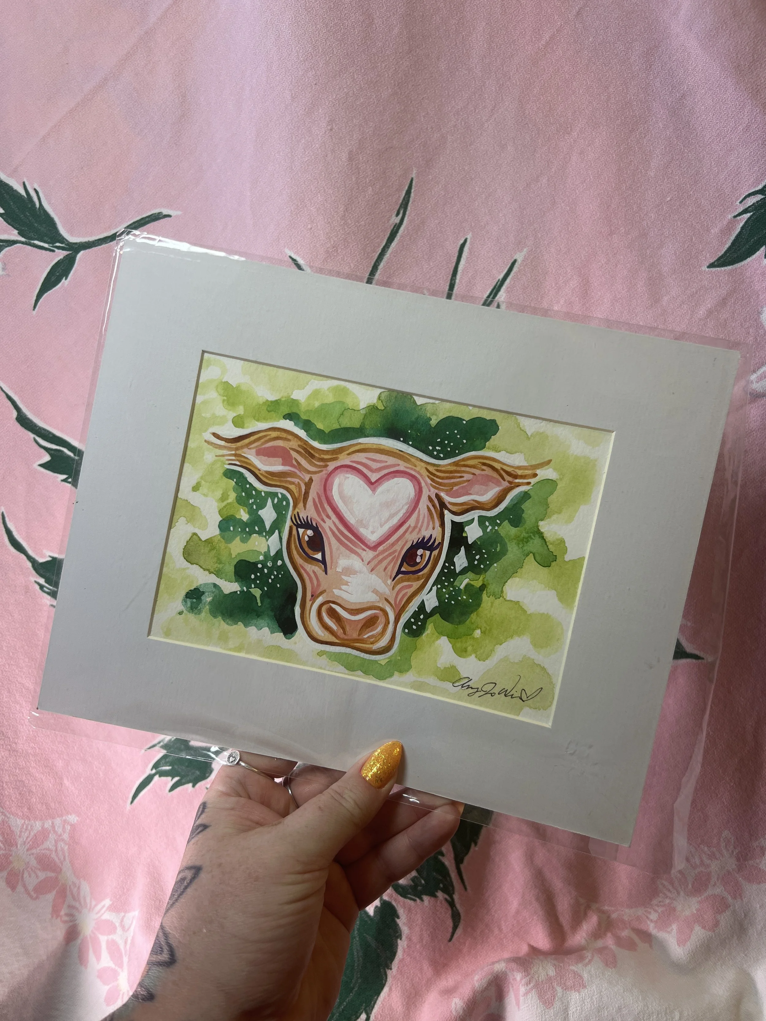 Original Watercolor Cow