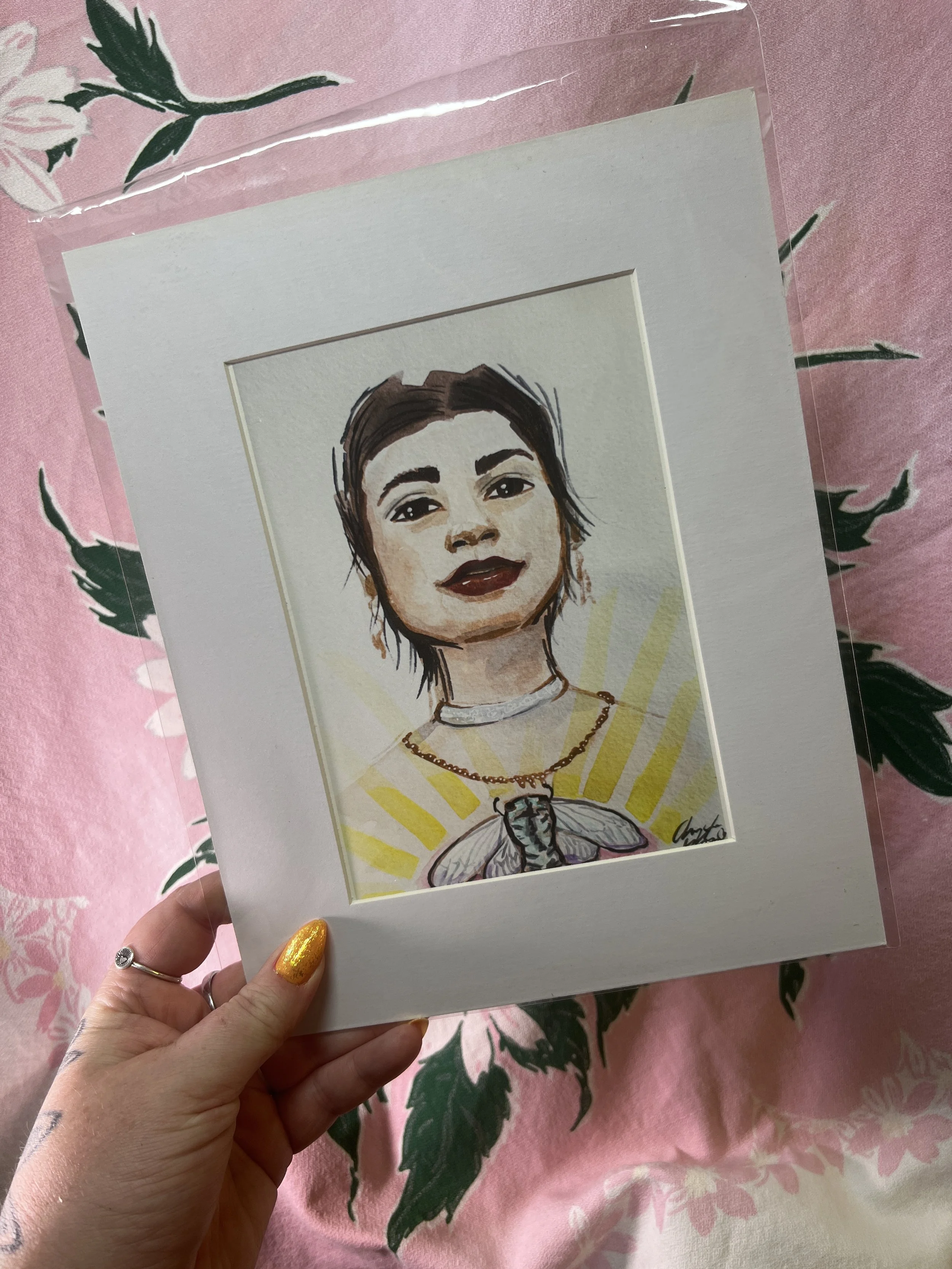 Person with Cicada Print