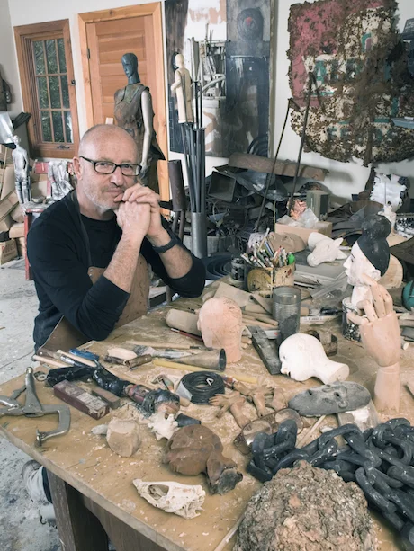Joe with works in progress