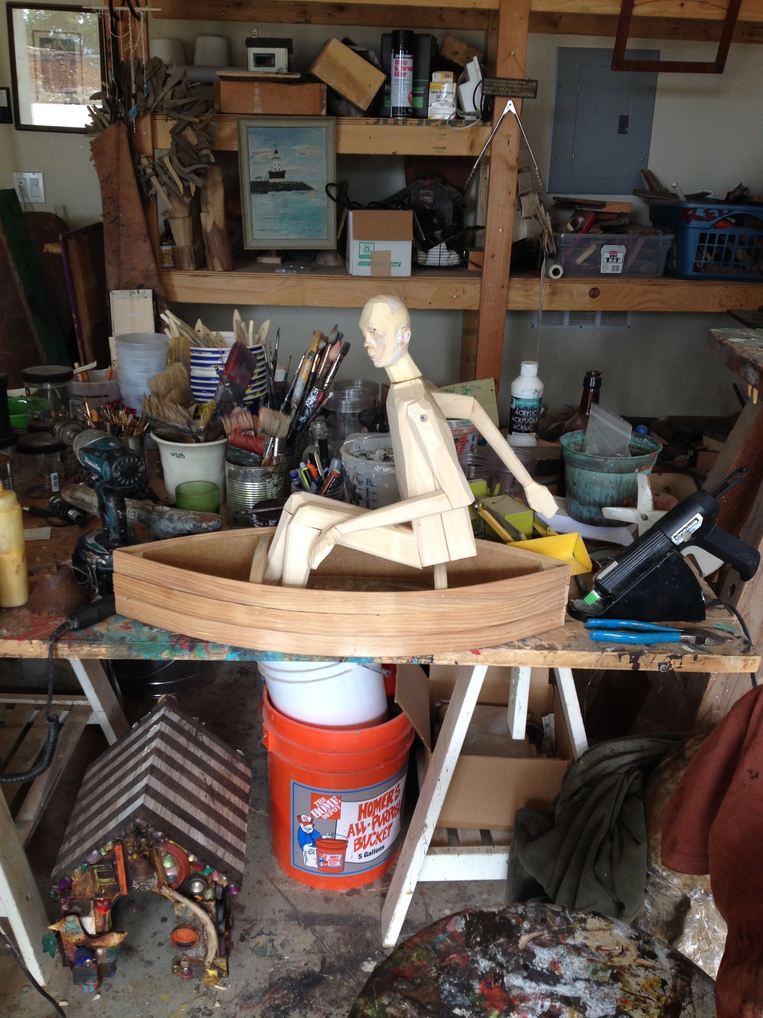 Here is a piece in a series of journeying figures .