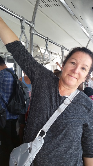 Ingrid Hanging Out on the Train