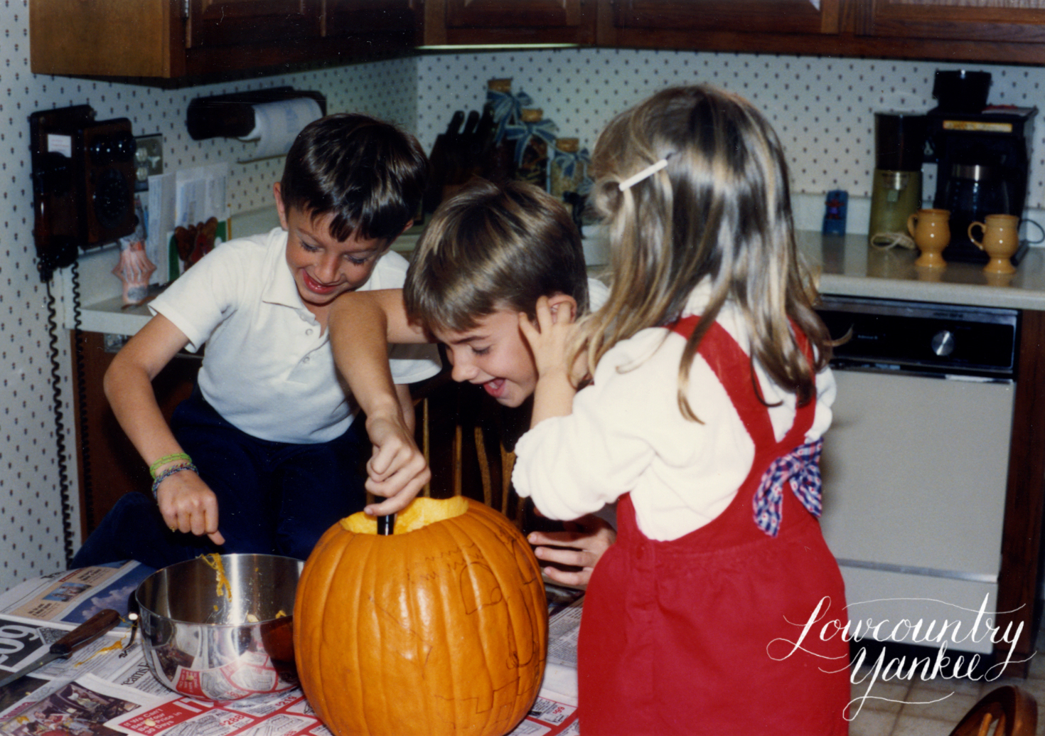 I'm not sure if I was getting pumpkin out of my brother's ear or if I was giving him a pumpkin wet willie. Either way, we were having fun!
