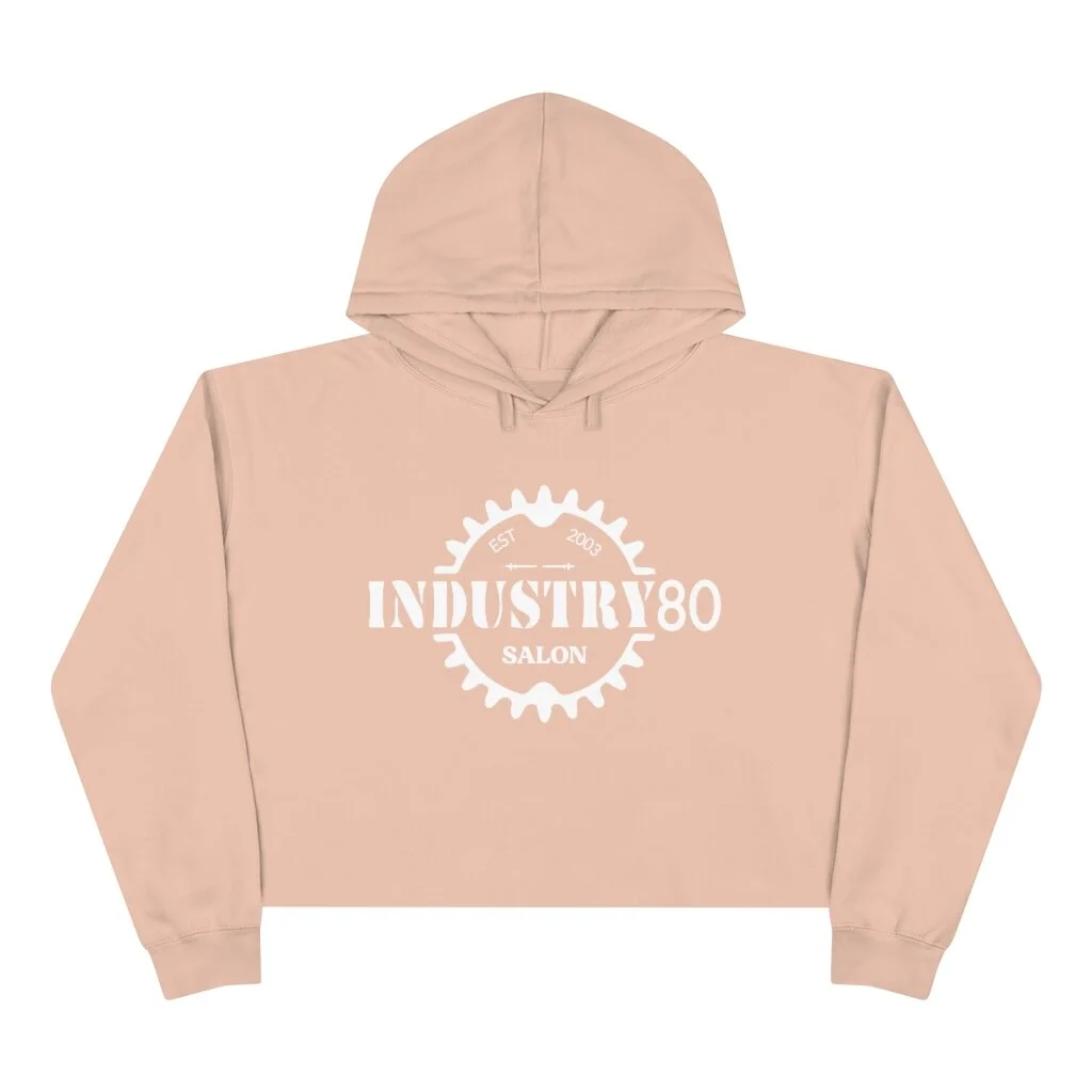 I-80 Gear Logo Crop Hoodie — Industry 80 Salon