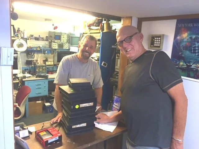 John Fede of Audio Video Recovery Services, with John Lamb, in Natick, MA.