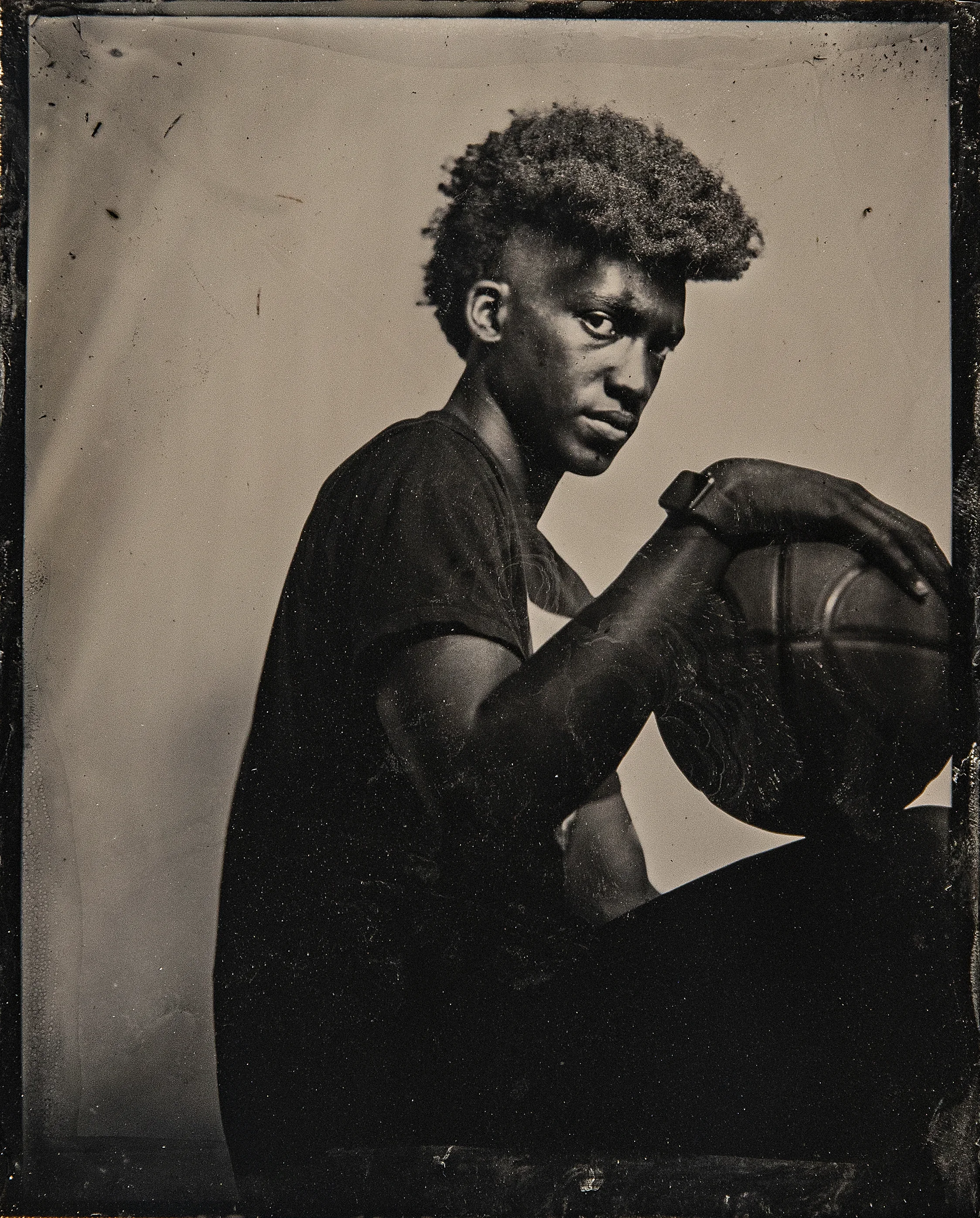 Tintype portrait of NBA draftee Terance Mann, June 2019.