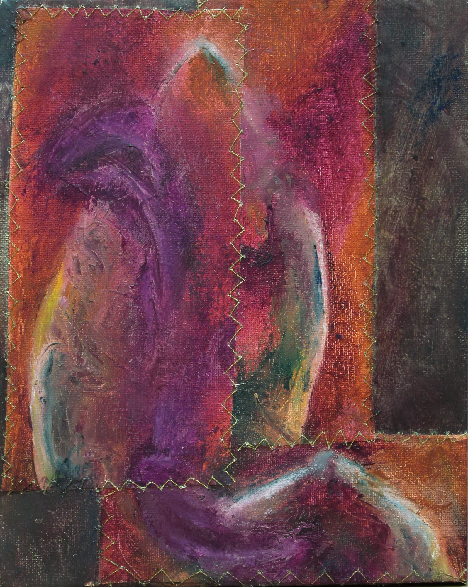  Remix I  Oil and thread on canvas 10" x 8" 