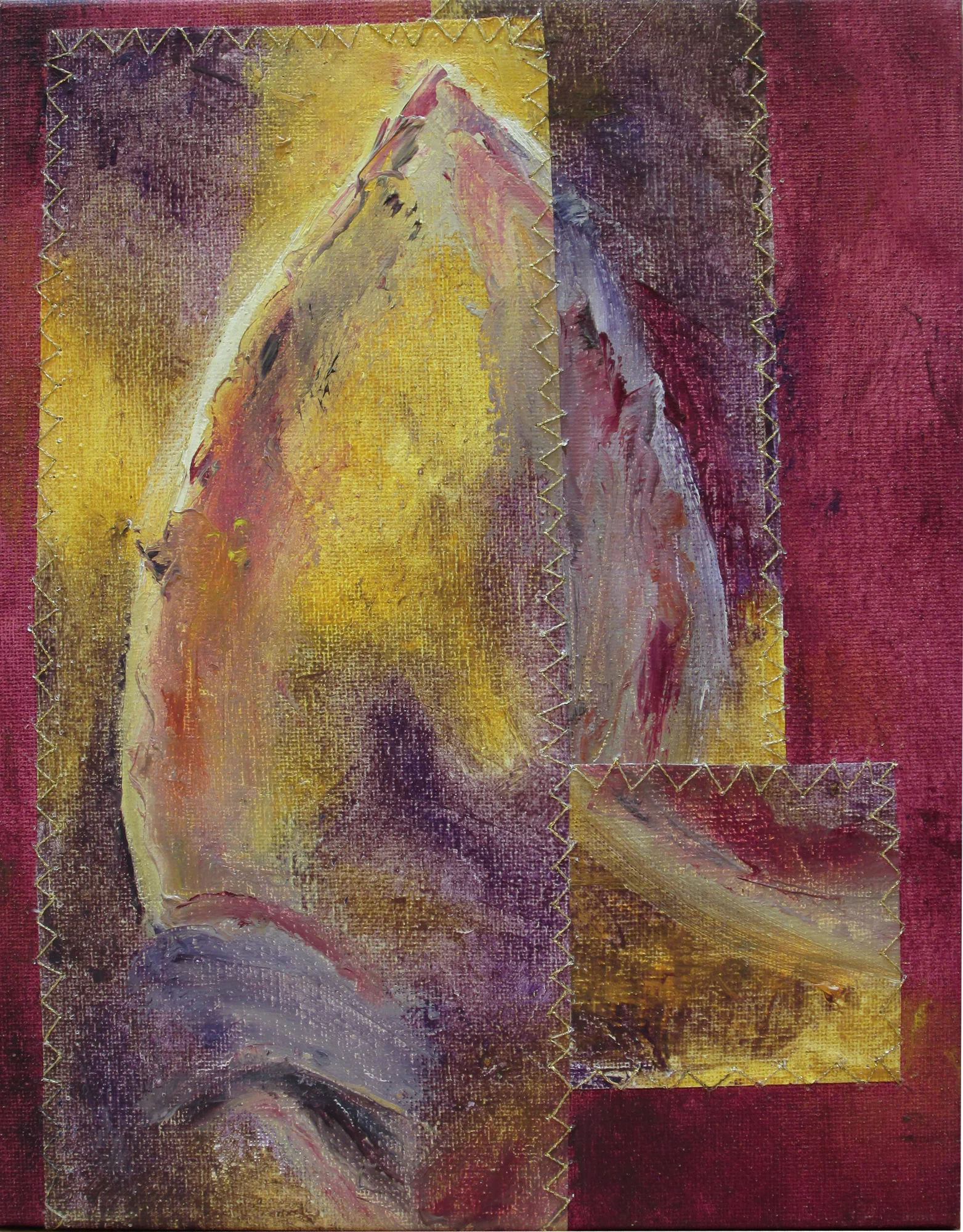   Remix II  Oil and thread on canvas 10" x 8" 