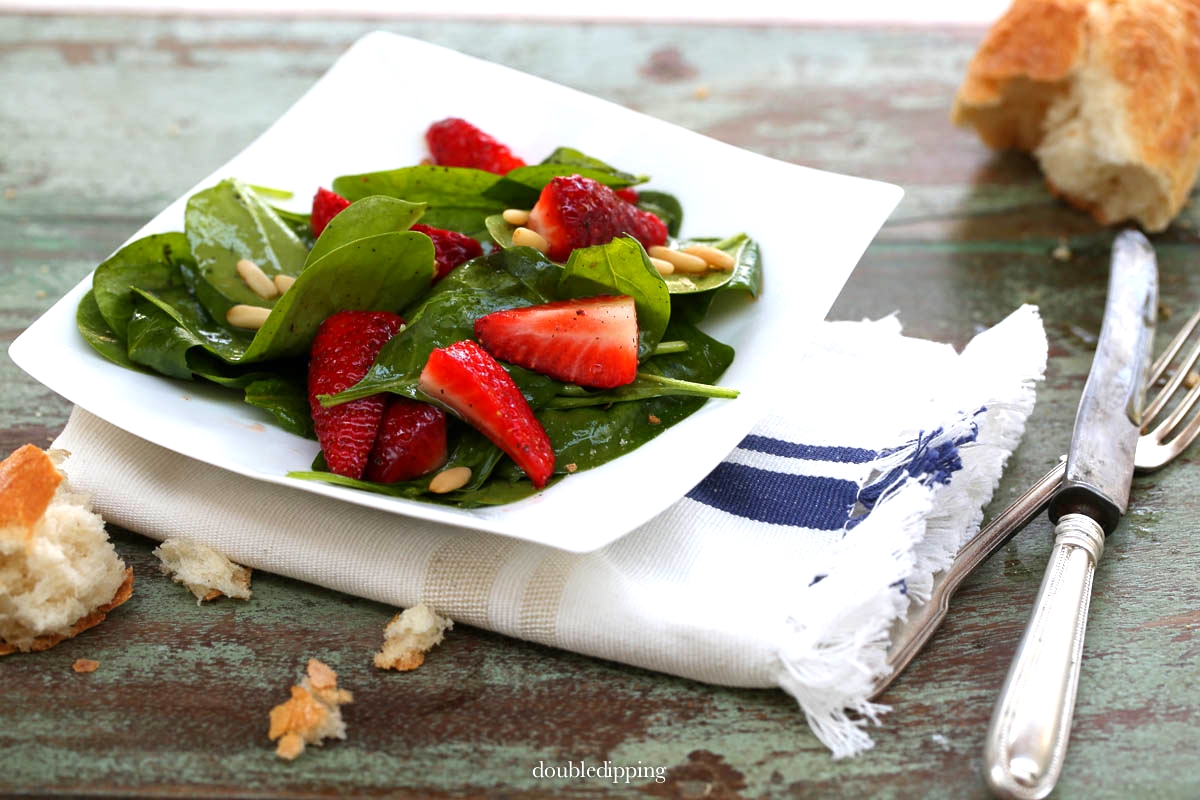 Spinach Salad with Strawberries and Pine Nuts