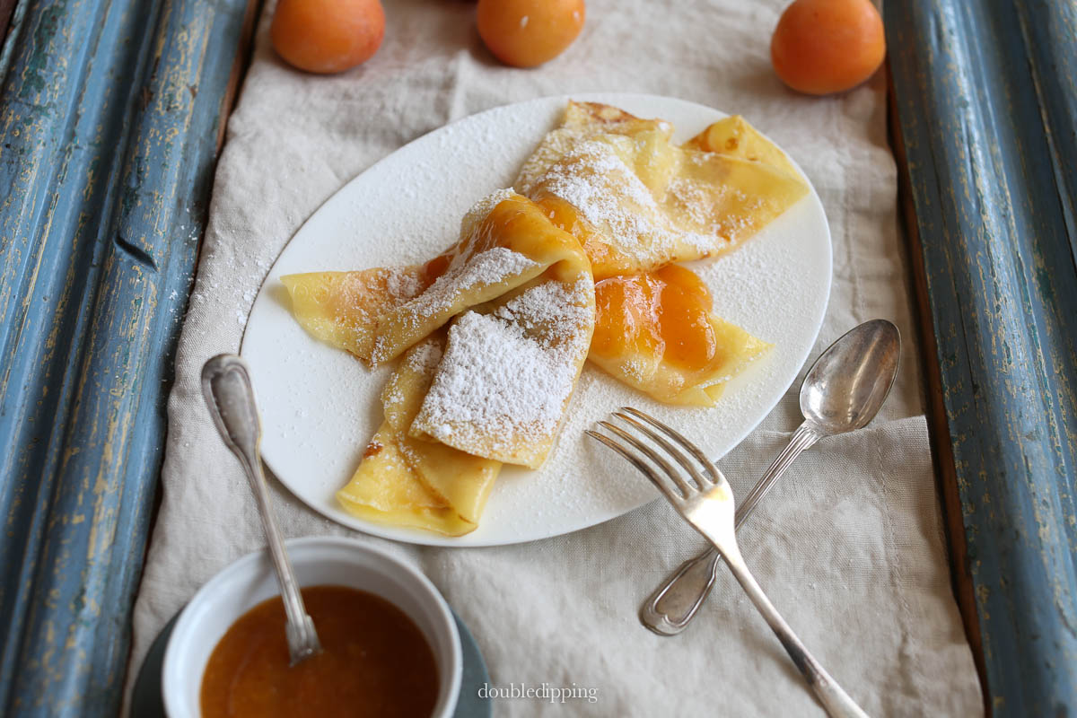 Palatschinken - Crepe like Pancakes with Jam