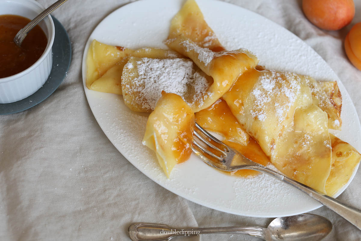 Palatschinken - Crepe like Pancakes with Jam