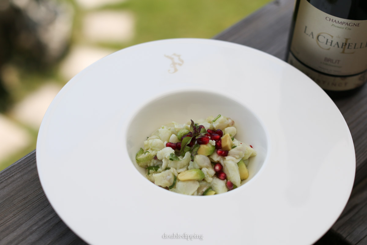 Ceviche avocado pomegranate healthy salad