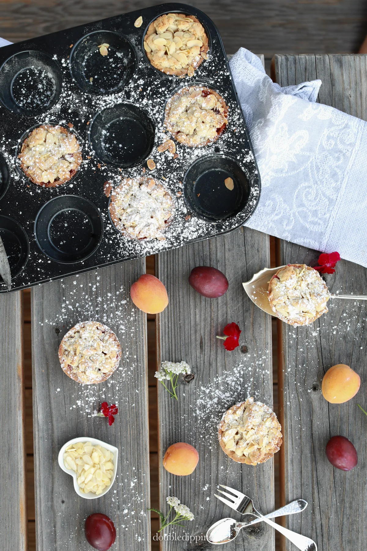 Plum and Apricot Crumbles