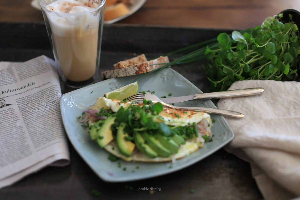 Egg White Omelette with Avocado Fan