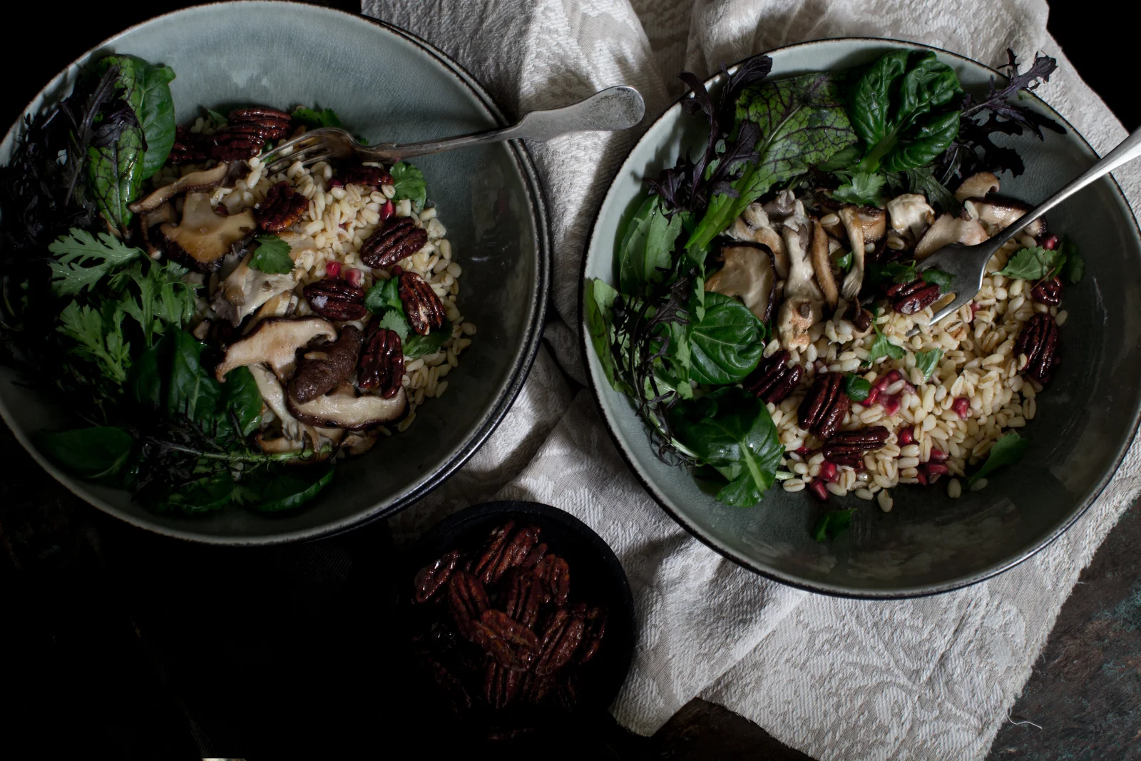 Autumn Lunch with Shitake and Caramelized Pecans
