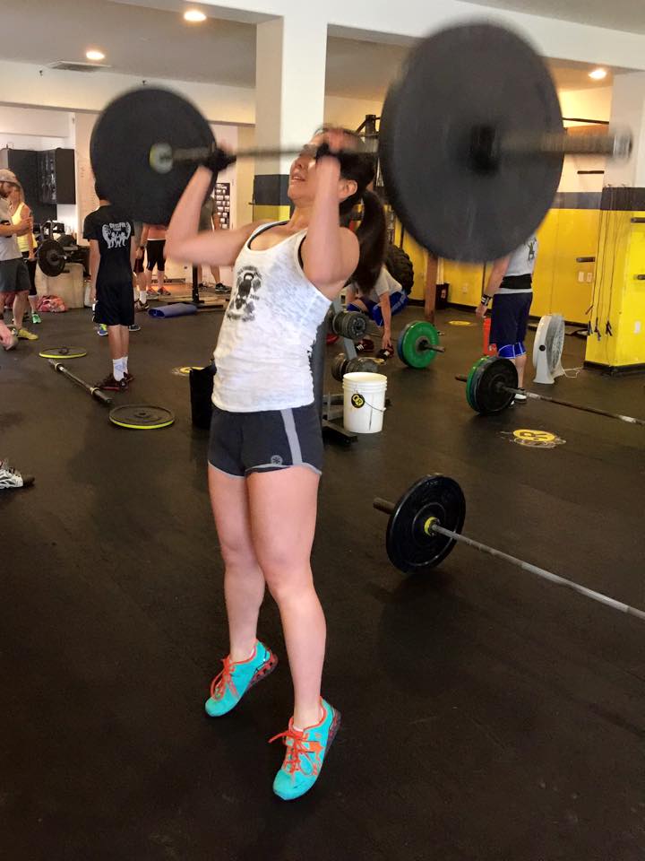 Jocelin getting some height on Push Presses during 15.4