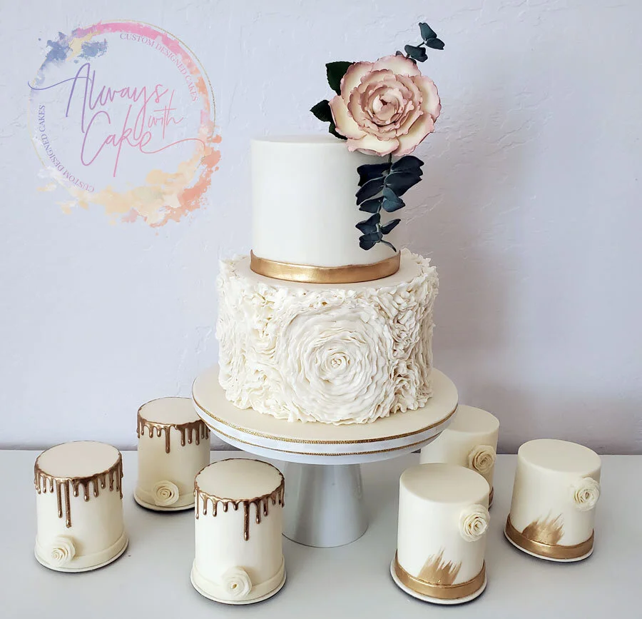 Rosette Wedding Cake with Mini Cakes