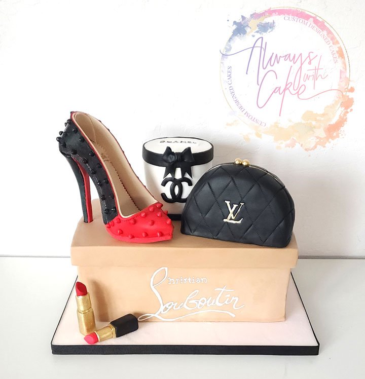 LV Bag and Shoe Box Cake