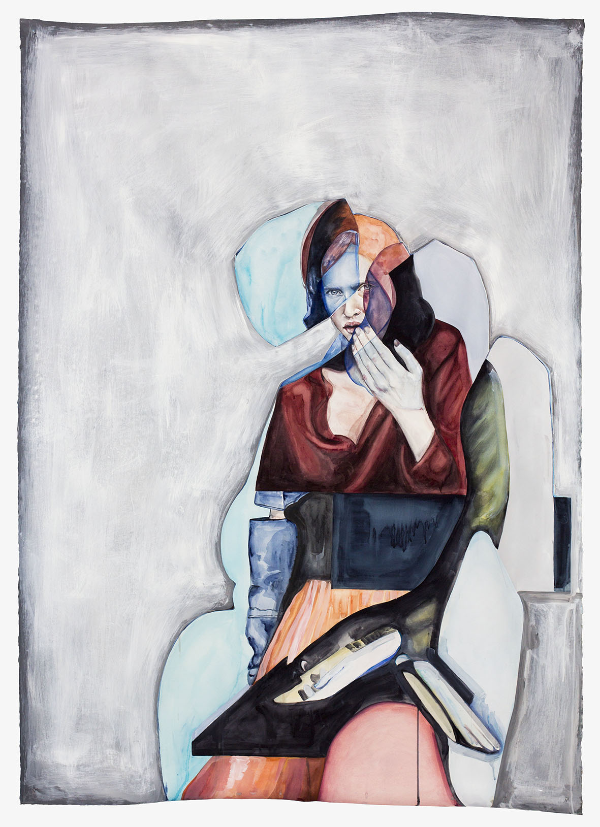 Silenced 2017, Watercolour, Gouache and Acrylic on Paper, 160 x 113 cm SOLD