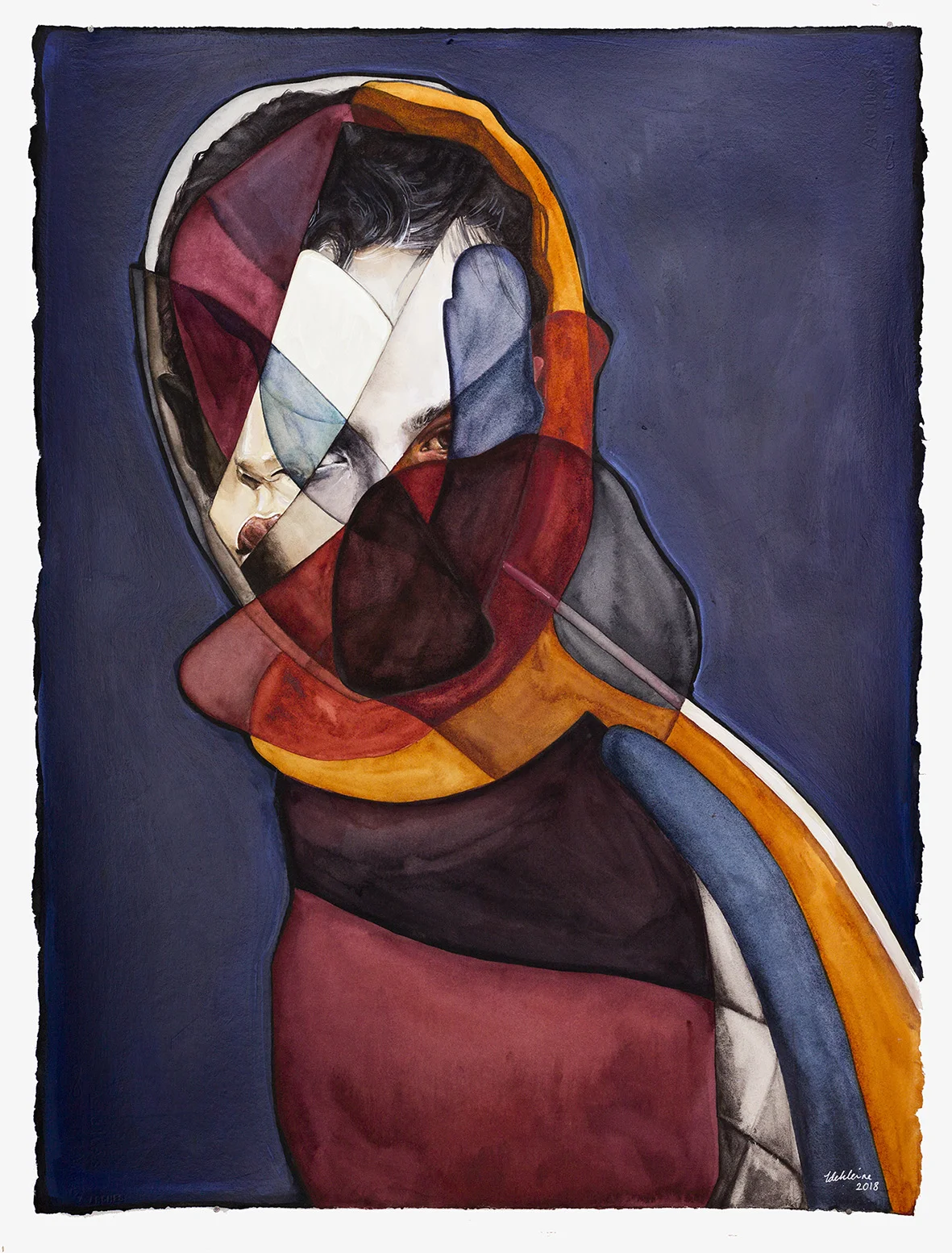 Deeper 2018, Watercolour, Gouache and Acrylic on Paper, 56 x 76 cm SOLD