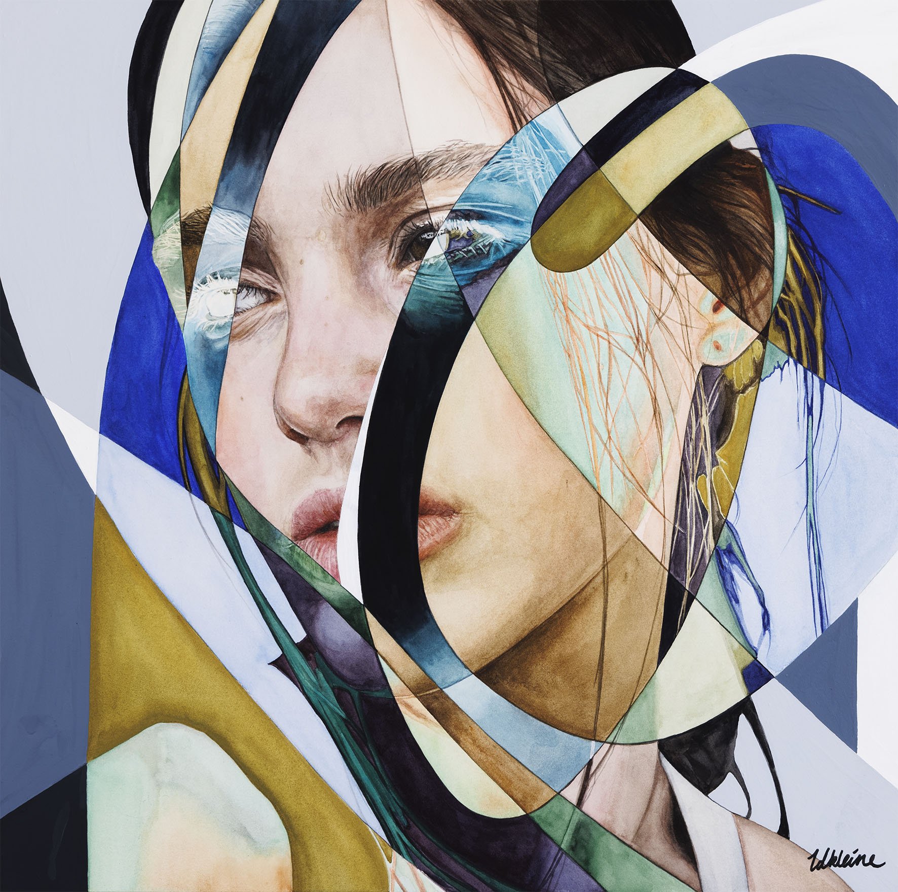 Fractures Within 2022, 50 x 50cm, Watercolour, Gouache and Acrylic on Paper AVAILABLE FOR SALE