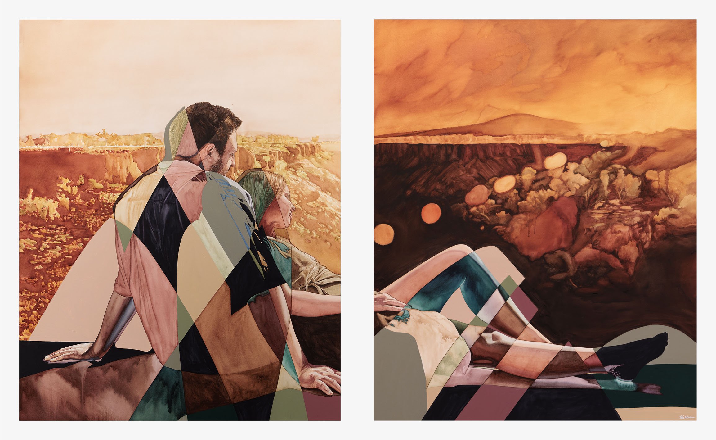   The Changing Lands  (diptych) 2023, 220 x 140cm, Watercolour, Gouache and Acrylic on Paper   AVAILABLE FOR SALE  