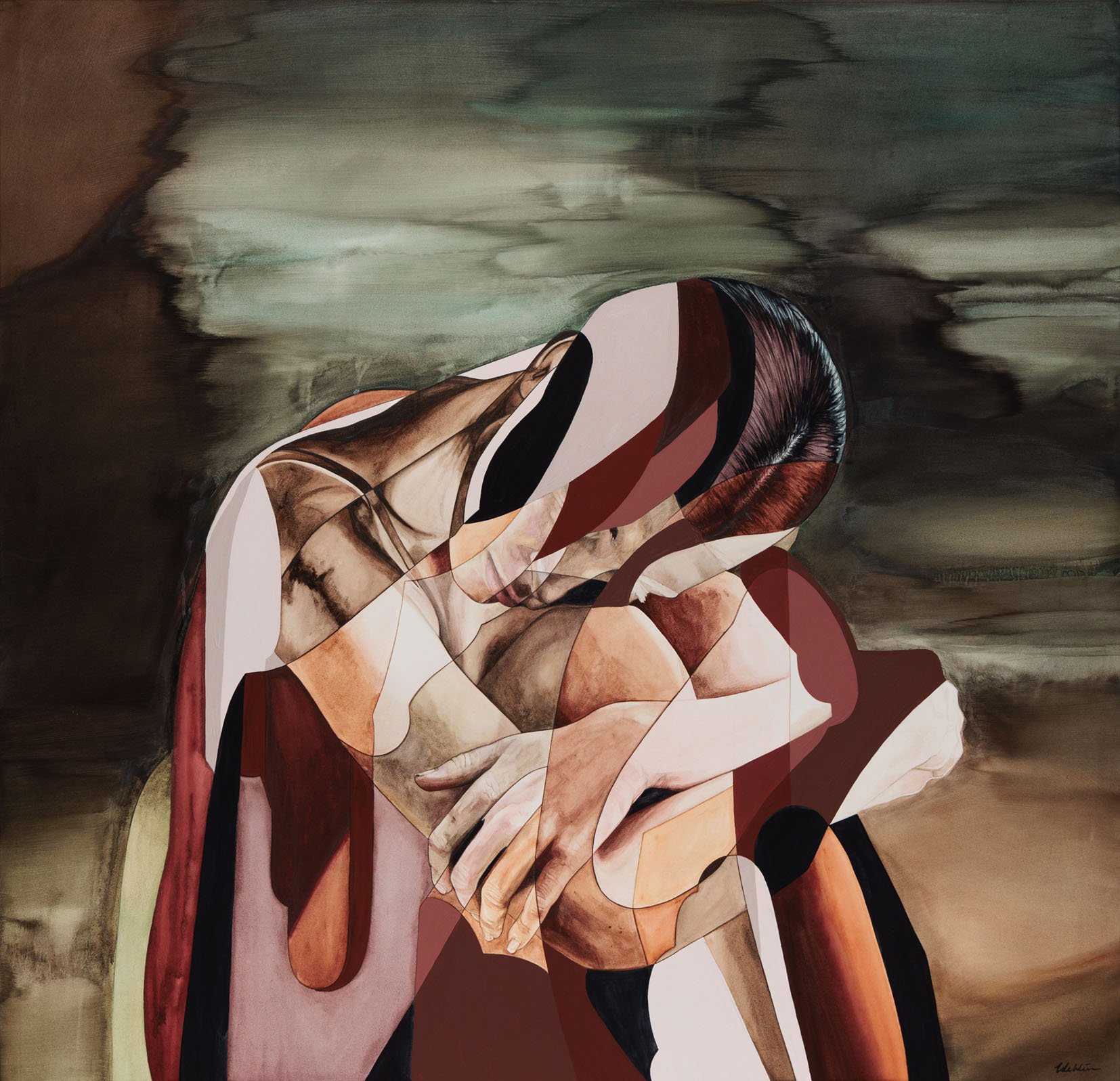 In The Shade 2023, 110 x 110cm, Watercolour, Gouache and Acrylic on Paper SOLD