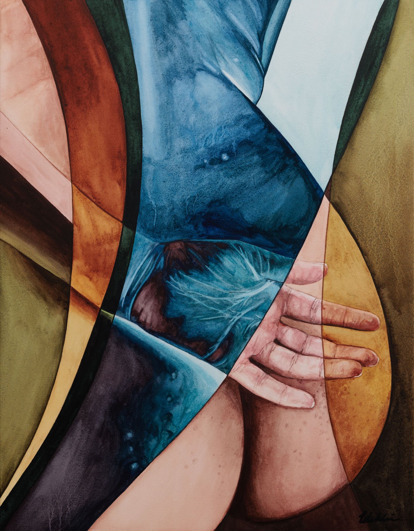   By Your Hands  2023, 35 x 45cm, Watercolour, Gouache and Acrylic on Paper  SOLD 