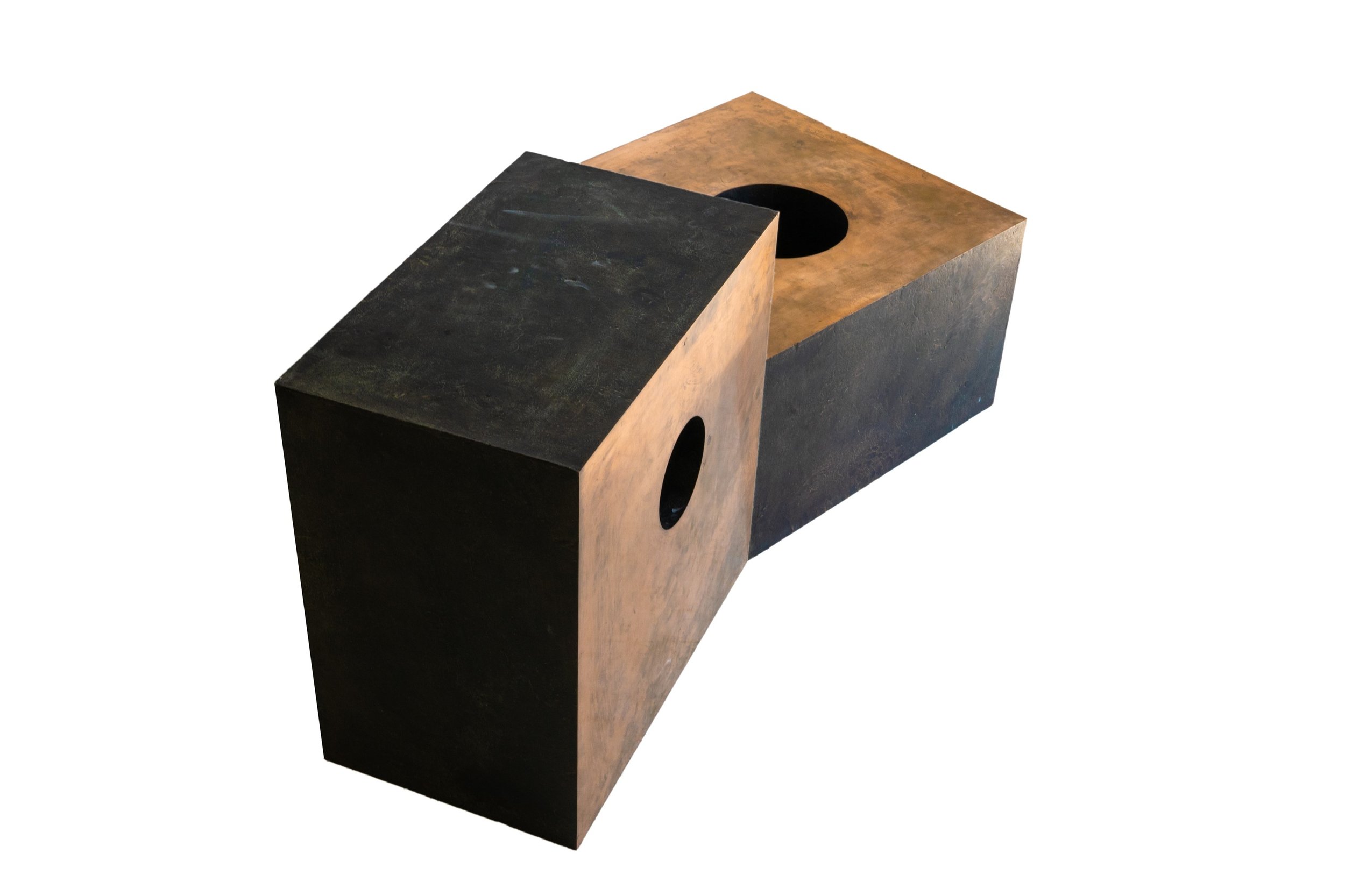 John MITCHELL (1943-2014) Bronze Blocks with Conic Voids